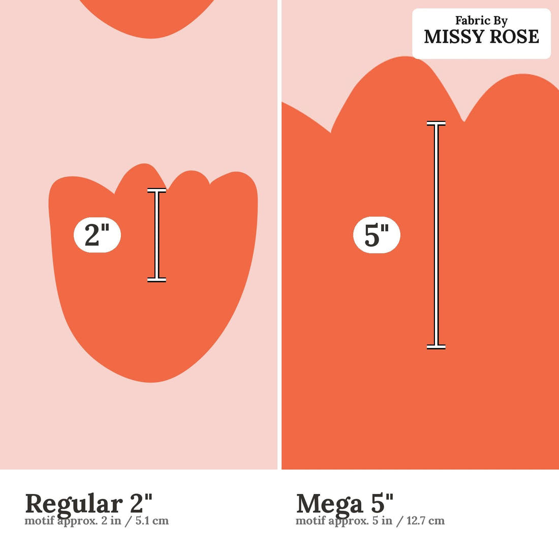 Kristina Forrest 27 Regular 2 inch vs Mega 5 inch print scale side by side | Fabric by Missy Rose