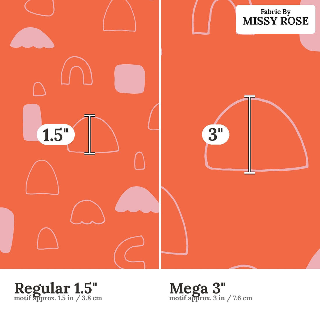 Kristina Forrest 31 Regular 1.5 inch vs Mega 3 inch print scale side by side | Fabric by Missy Rose
