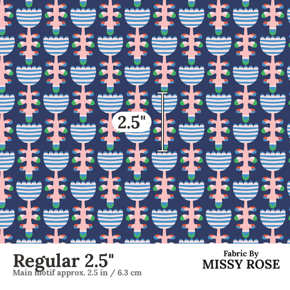 Kristina Forrest 35 Regular 2.5 inch print scale guide | Fabric by Missy Rose