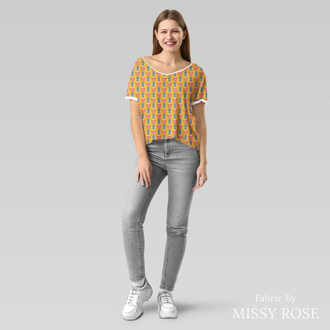 Kristina Forrest 40 sewn into an everyday tee - see how the print looks made up | Fabric by Missy Rose