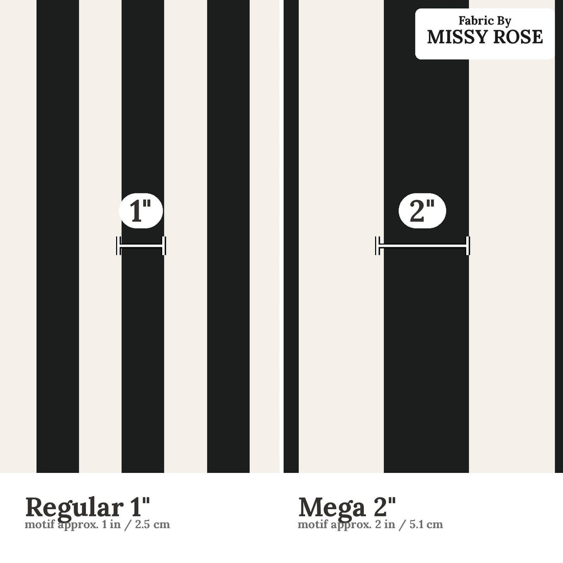 Kristina Forrest 41 Regular 1 inch vs Mega 2 inch print scale side by side | Fabric by Missy Rose