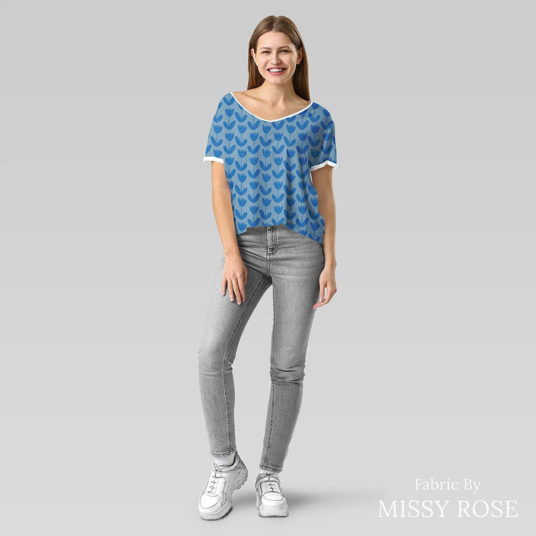 Kristina Forrest 44 sewn into an everyday tee - see how the print looks made up | Fabric by Missy Rose