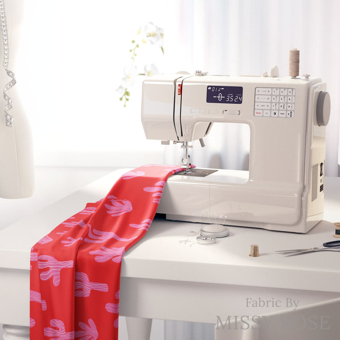 Kristina Forrest 45 on a sewing machine - premium fabric for sewing projects | Fabric by Missy Rose