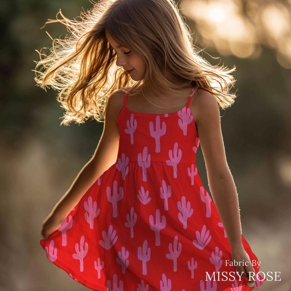 Kristina Forrest 45 sewn into a girls' dress - see how the print looks made up | Fabric by Missy Rose