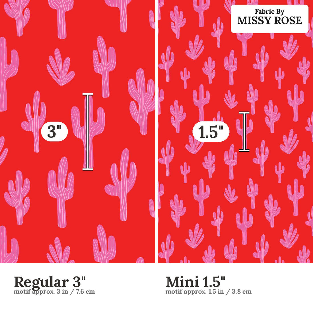 Kristina Forrest 45 Regular 3 inch vs Mini 1.5 inch print scale side by side | Fabric by Missy Rose