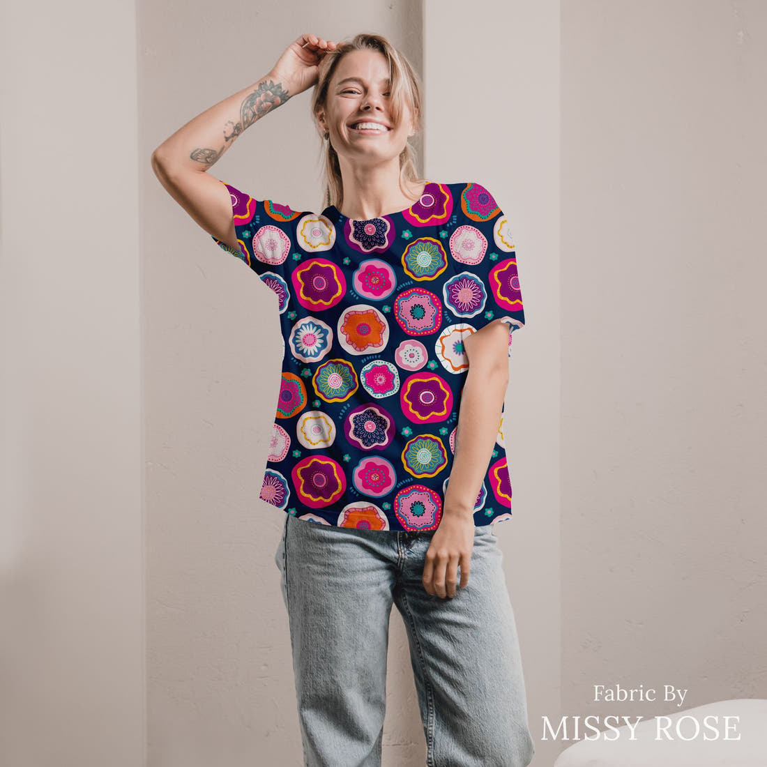 Kristina Forrest 47 sewn into an all-over print shirt - see how the print looks made up | Fabric by Missy Rose