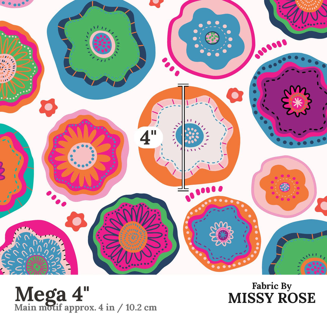 Kristina Forrest 49 Mega 4 inch print scale guide | Fabric by Missy Rose