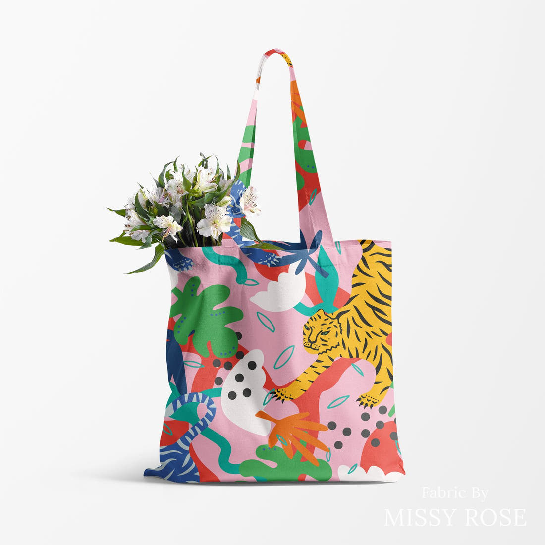Kristina Forrest 52 made up as a tote bag - see how the print looks made up | Fabric by Missy Rose