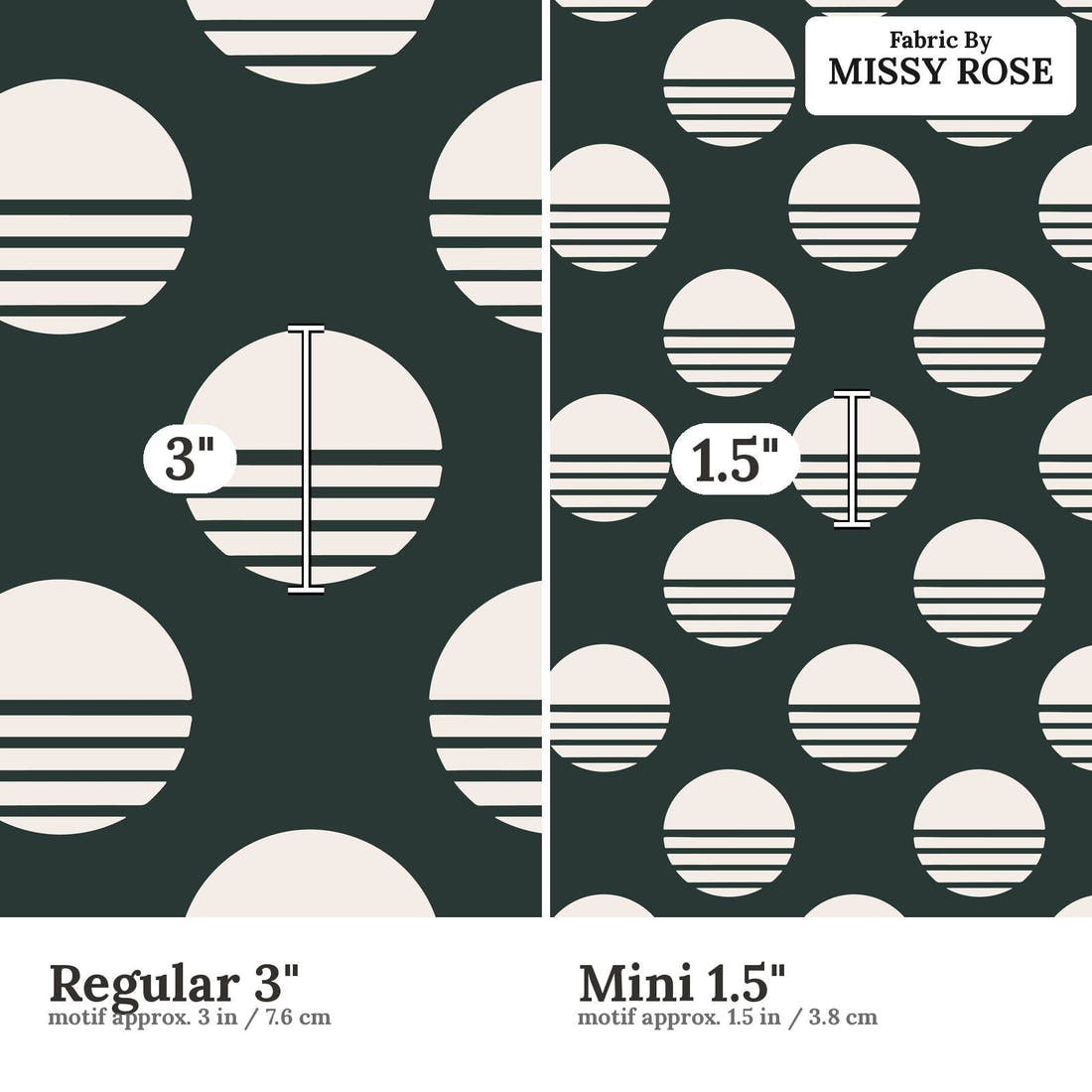 Kristina Forrest 55 Regular 3 inch vs Mini 1.5 inch print scale side by side | Fabric by Missy Rose