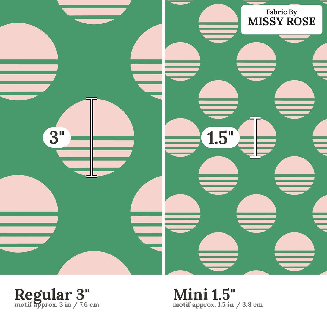 Kristina Forrest 56 Regular 3 inch vs Mini 1.5 inch print scale side by side | Fabric by Missy Rose