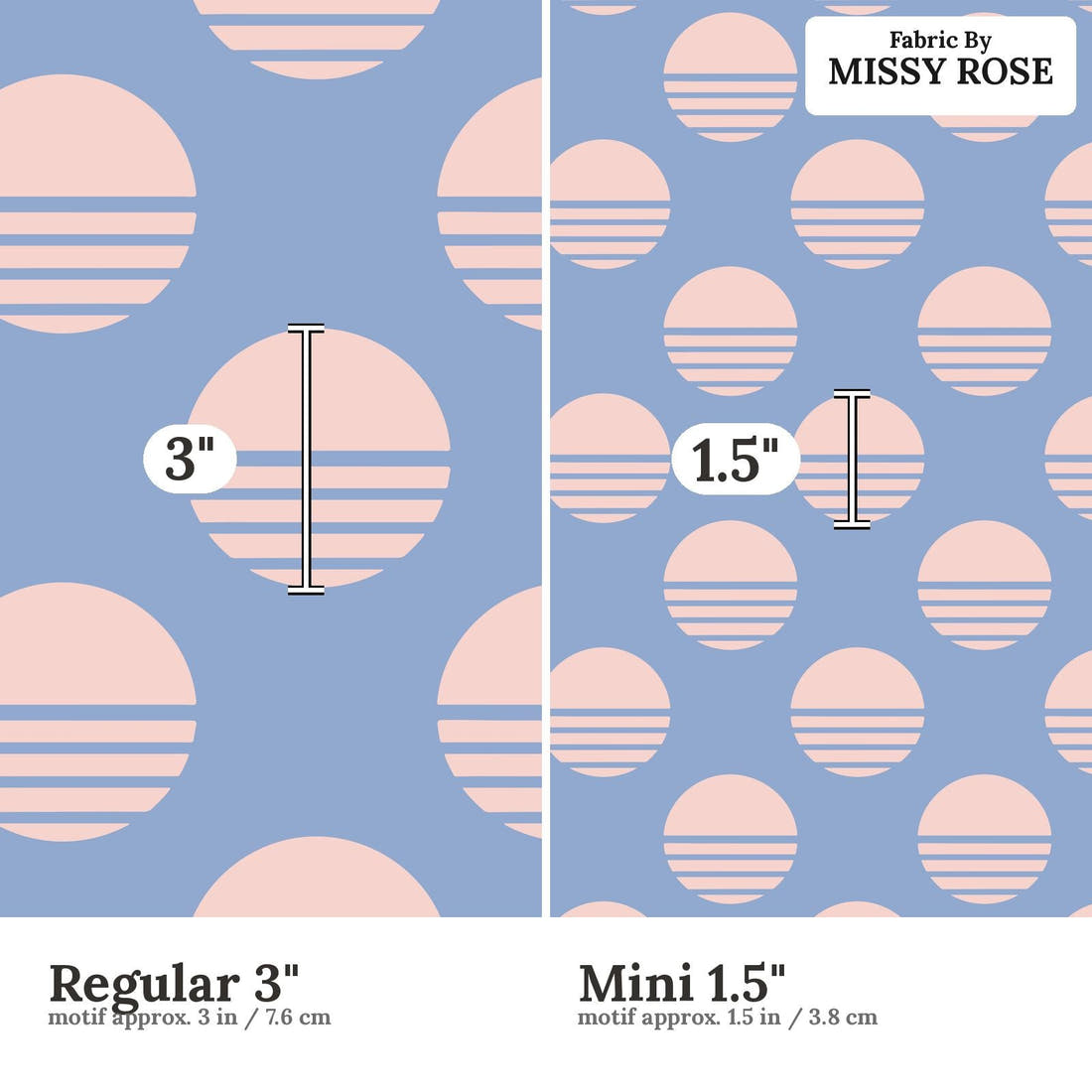 Kristina Forrest 57 Regular 3 inch vs Mini 1.5 inch print scale side by side | Fabric by Missy Rose