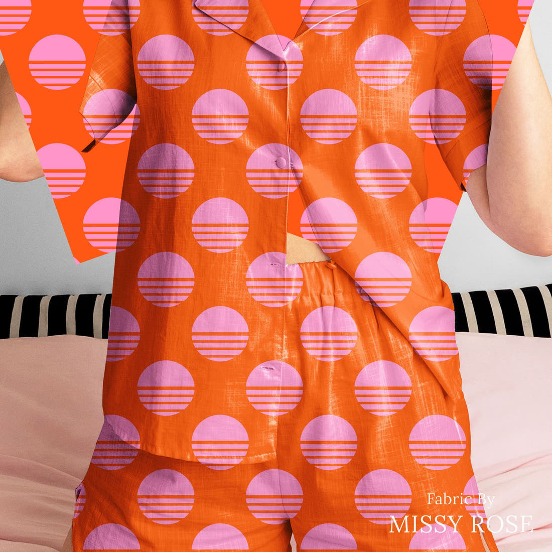 Kristina Forrest 58 sewn into a women's pyjama set - see how the print looks made up | Fabric by Missy Rose