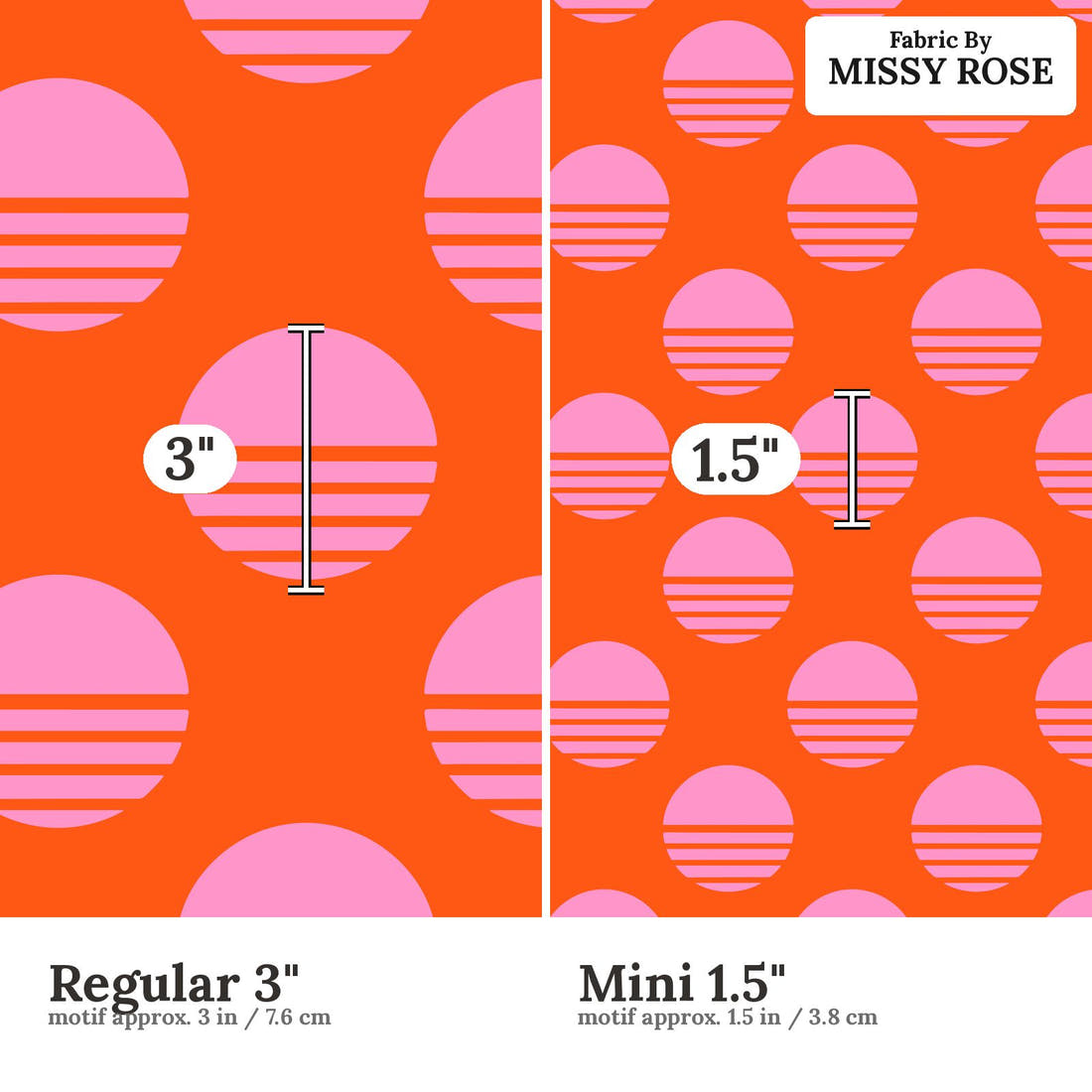 Kristina Forrest 58 Regular 3 inch vs Mini 1.5 inch print scale side by side | Fabric by Missy Rose