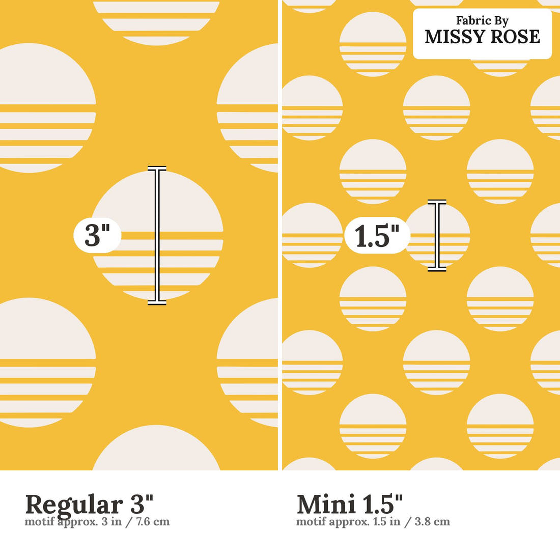 Kristina Forrest 59 Regular 3 inch vs Mini 1.5 inch print scale side by side | Fabric by Missy Rose