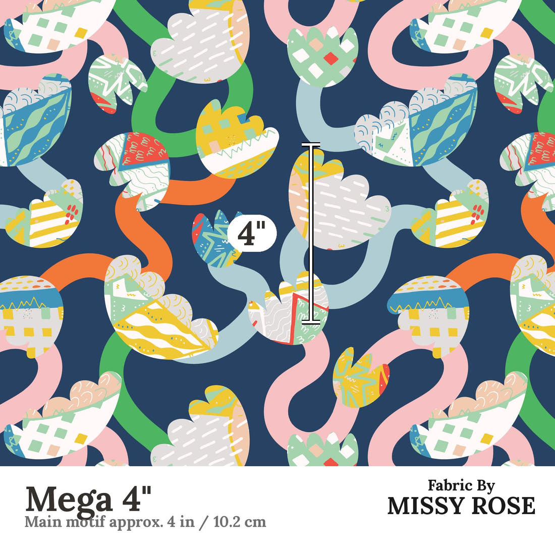 Kristina Forrest 63 Mega 4 inch print scale guide | Fabric by Missy Rose