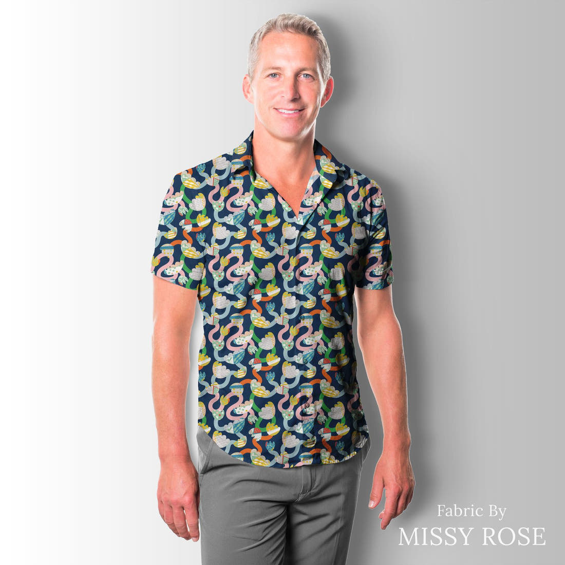 Kristina Forrest 63 sewn into a men's shirt - see how the print looks made up | Fabric by Missy Rose