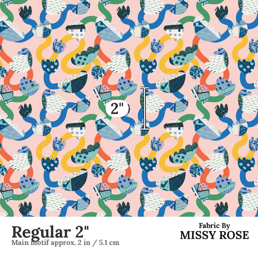 Kristina Forrest 64 Regular 2 inch print scale guide | Fabric by Missy Rose
