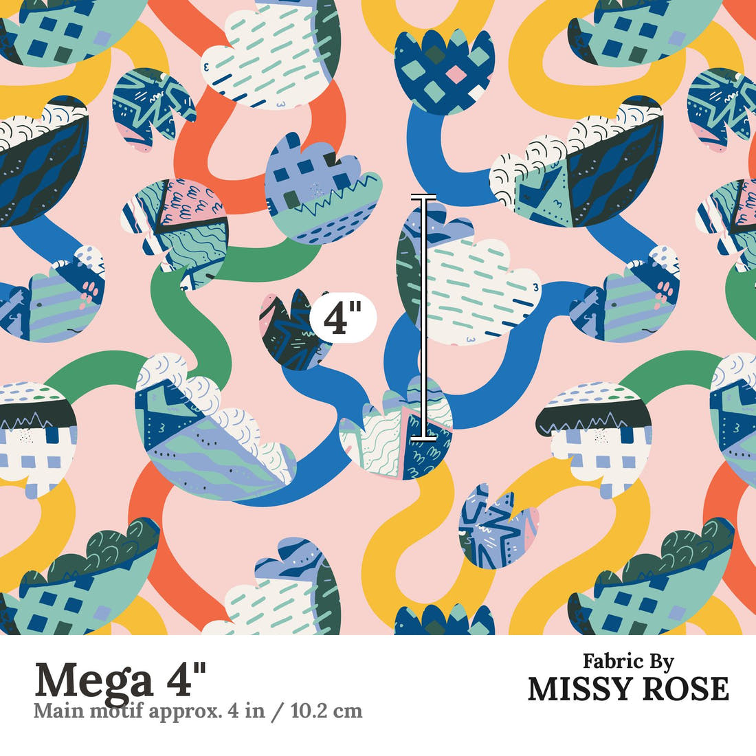 Kristina Forrest 64 Mega 4 inch print scale guide | Fabric by Missy Rose