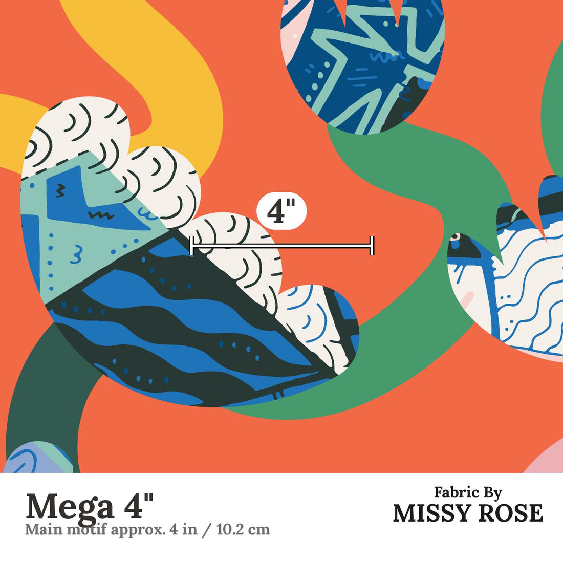Kristina Forrest 65 Mega 4 inch print scale guide | Fabric by Missy Rose