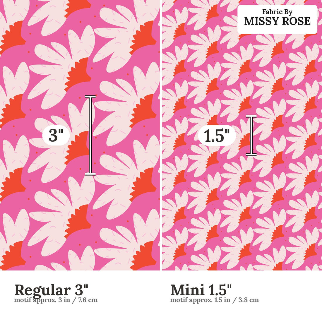 Kristina Forrest 67 Regular 3 inch vs Mini 1.5 inch print scale side by side | Fabric by Missy Rose