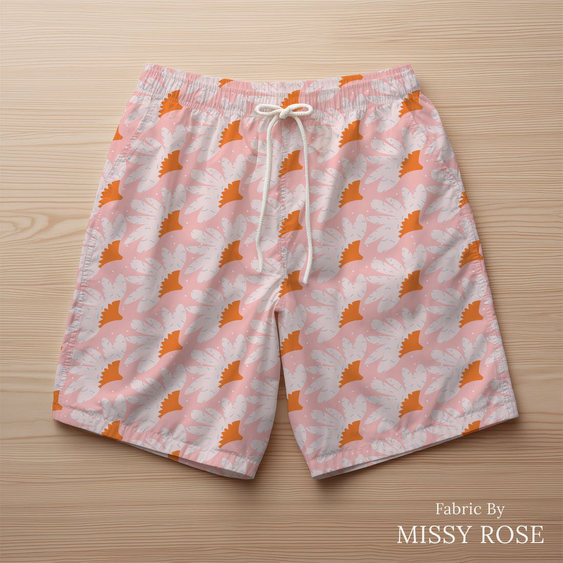 Kristina Forrest 68 sewn into swim shorts - see how the print looks made up | Fabric by Missy Rose