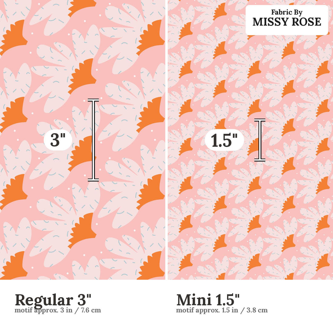 Kristina Forrest 68 Regular 3 inch vs Mini 1.5 inch print scale side by side | Fabric by Missy Rose