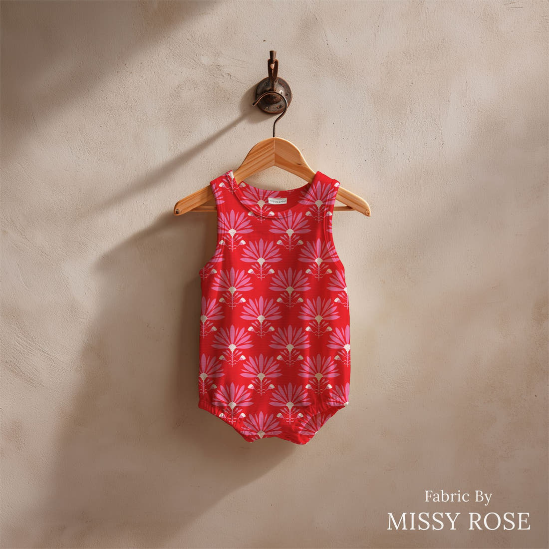 Kristina Forrest 73 sewn into a baby romper - see how the print looks made up | Fabric by Missy Rose