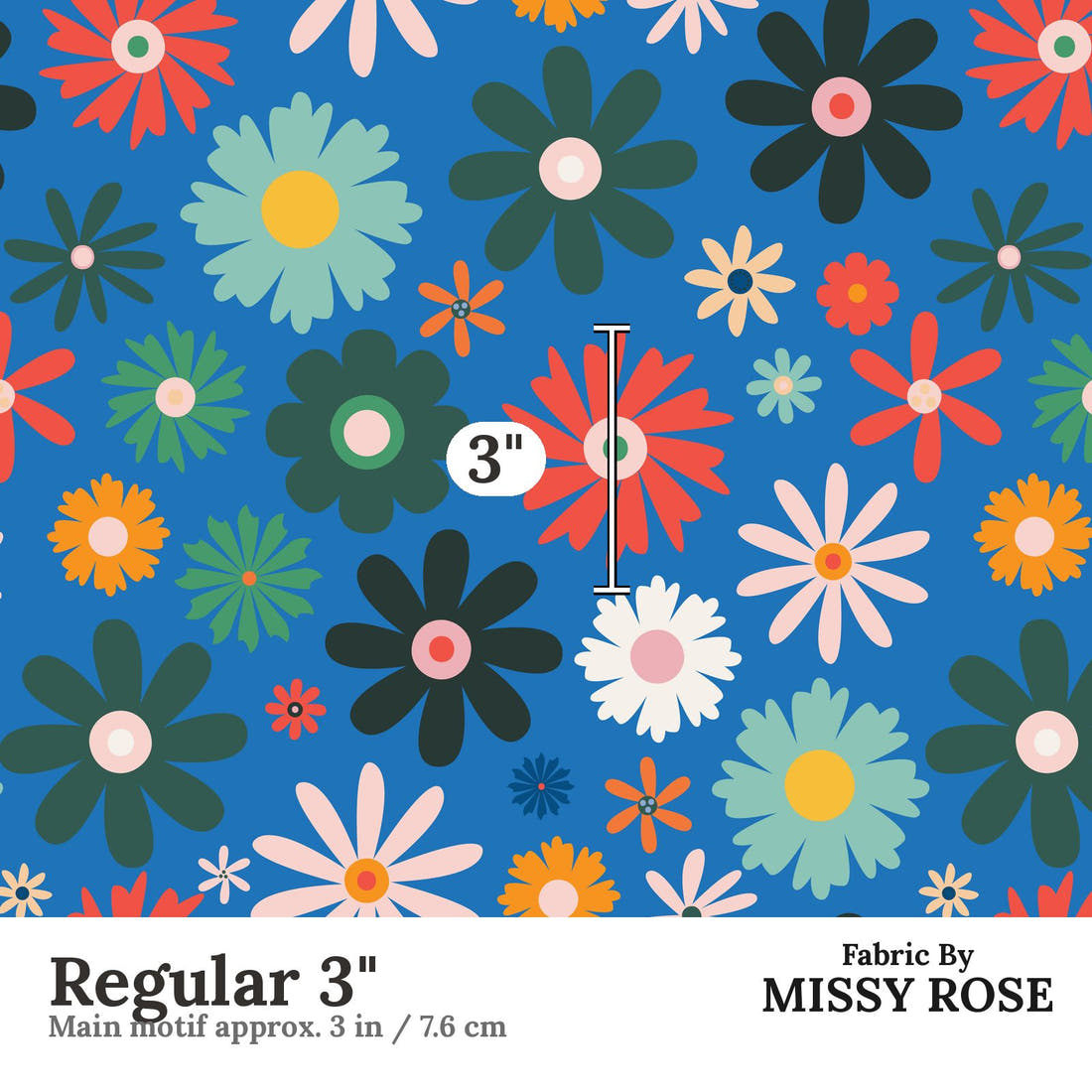 Kristina Forrest 74 Regular 3 inch print scale guide | Fabric by Missy Rose