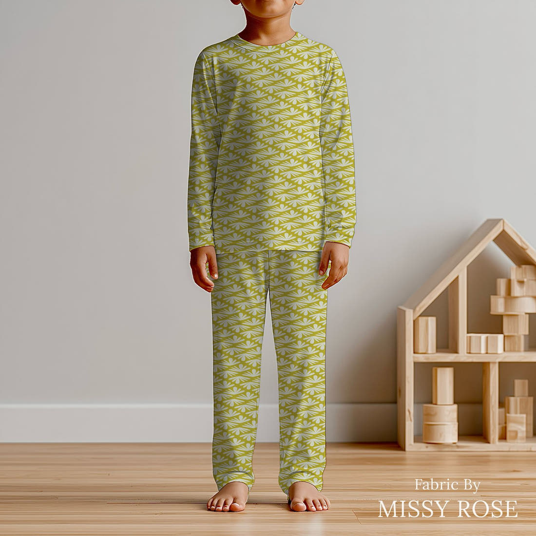 Kristina Forrest 75 sewn into kids' pyjamas - see how the print looks made up | Fabric by Missy Rose