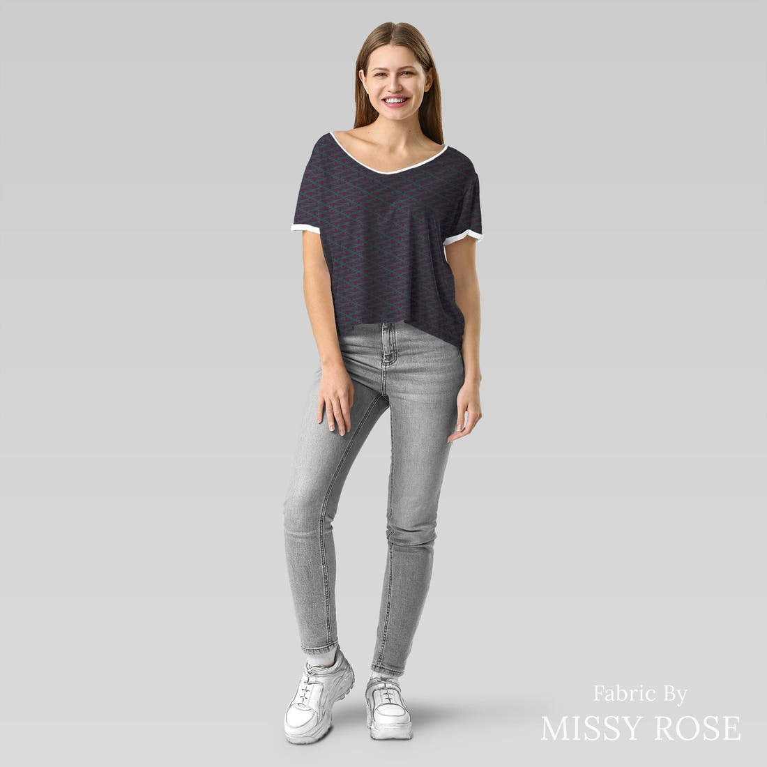 Kristina Forrest 76 sewn into an everyday tee - see how the print looks made up | Fabric by Missy Rose
