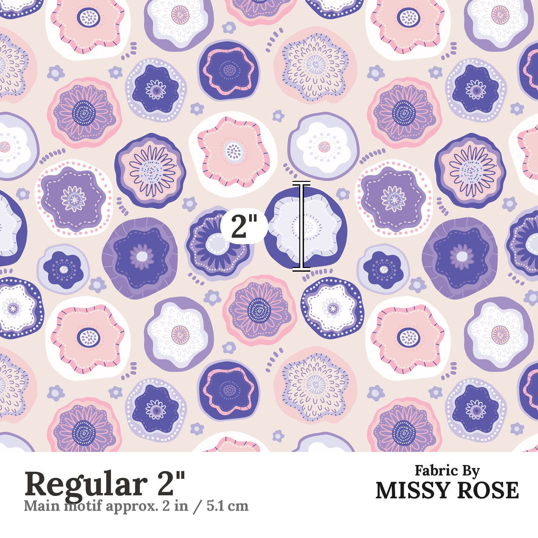 Kristina Forrest 78 Regular 2 inch print scale guide | Fabric by Missy Rose