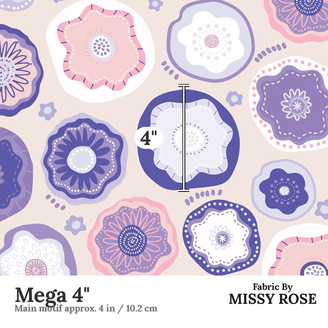 Kristina Forrest 78 Mega 4 inch print scale guide | Fabric by Missy Rose