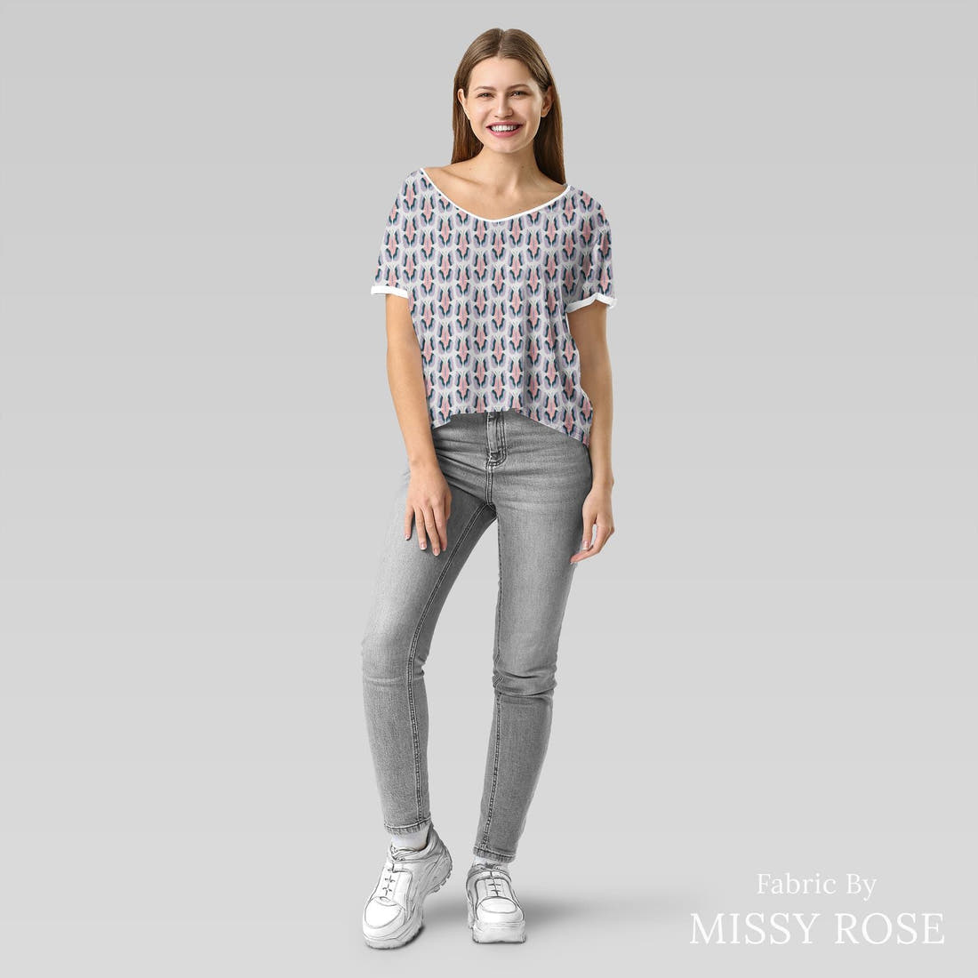 Kristina Forrest 80 sewn into an everyday tee - see how the print looks made up | Fabric by Missy Rose