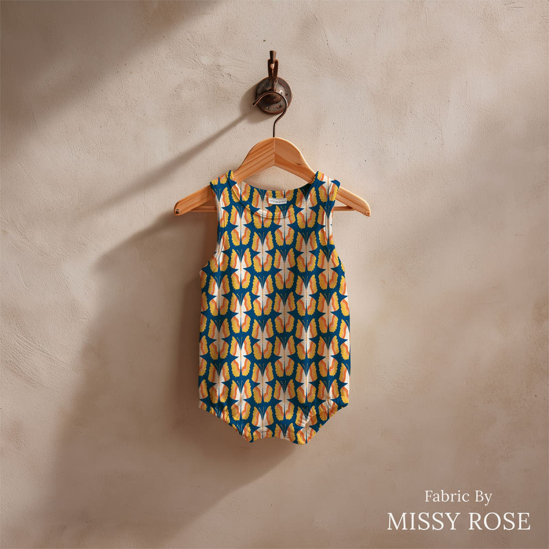 Kristina Forrest 81 sewn into a baby romper - see how the print looks made up | Fabric by Missy Rose
