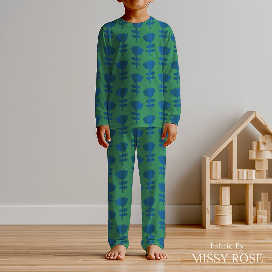 Kristina Forrest 87 sewn into kids' pyjamas - see how the print looks made up | Fabric by Missy Rose