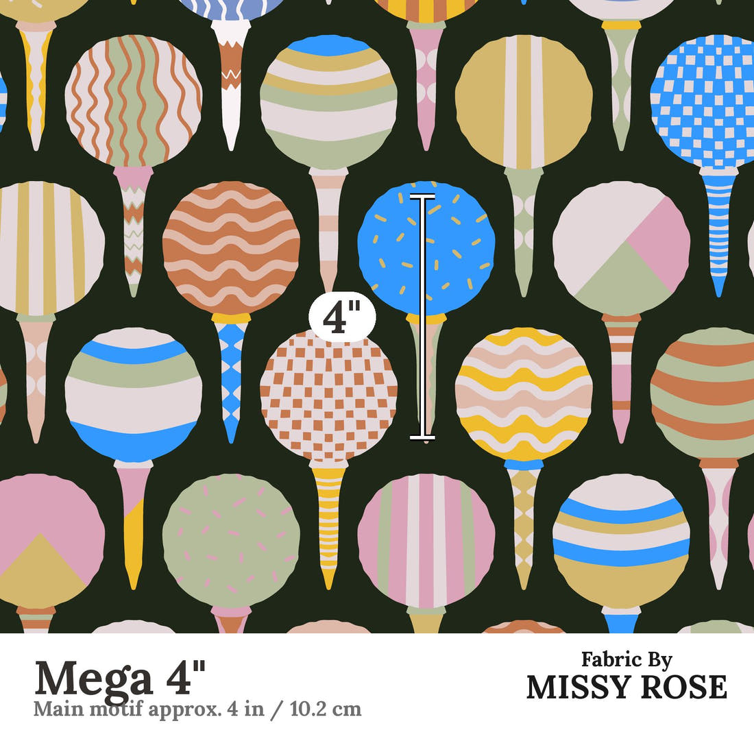 Kristina Forrest 89 Mega 4 inch print scale guide | Fabric by Missy Rose