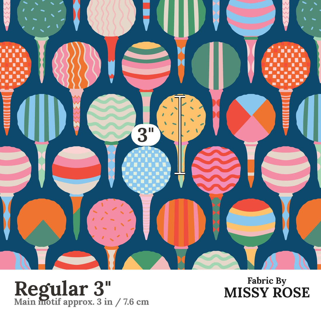 Kristina Forrest 92 Regular 3 inch print scale guide | Fabric by Missy Rose