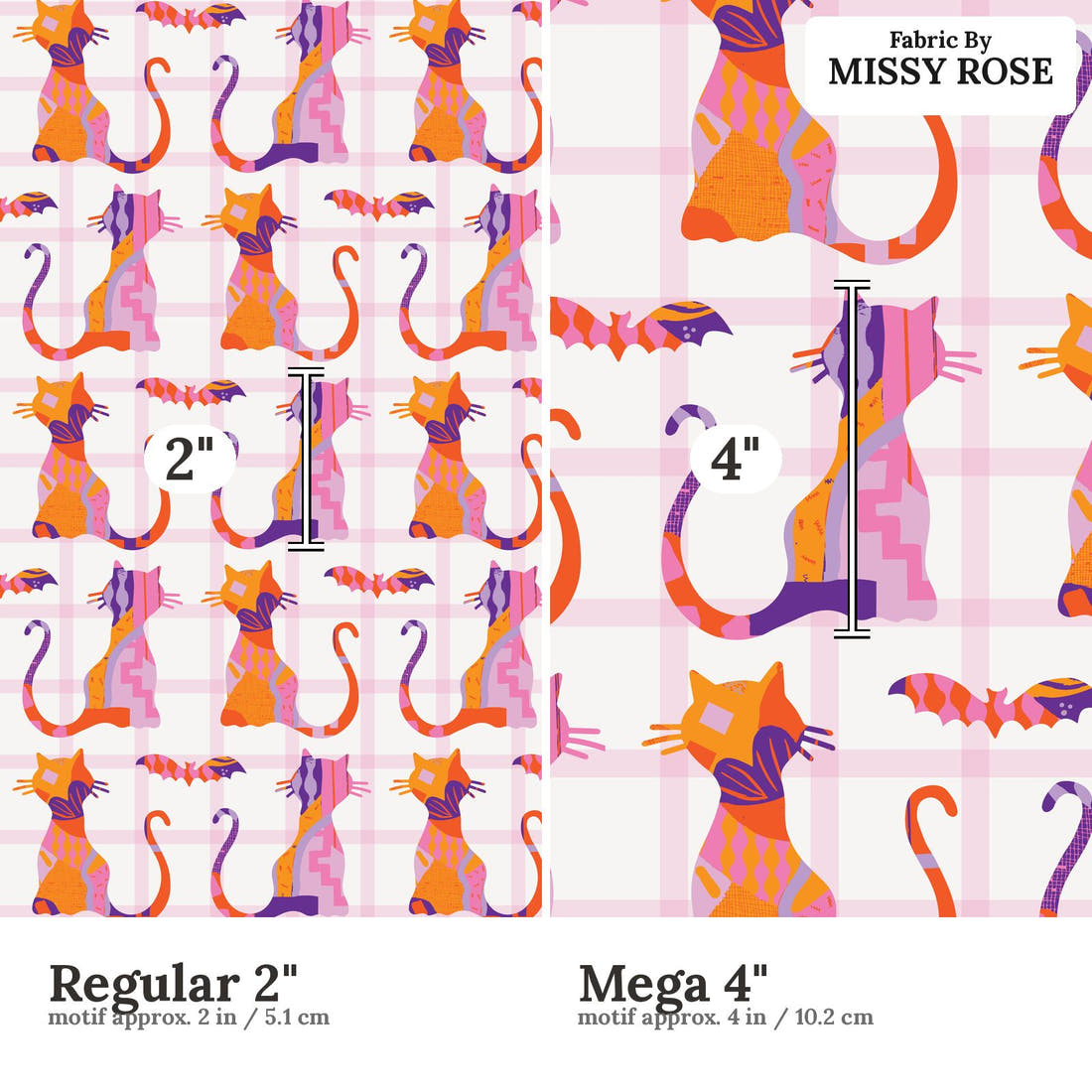 Kristina Forrest 97 Regular 2 inch vs Mega 4 inch print scale side by side | Fabric by Missy Rose