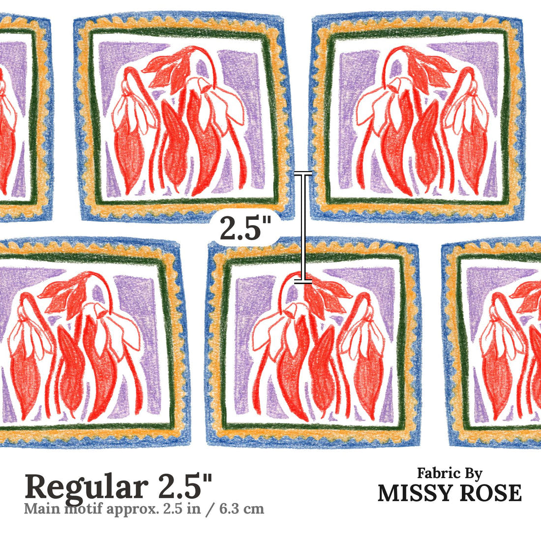 Laura Hamzic 05 Regular 2.5 inch print scale guide | Fabric by Missy Rose