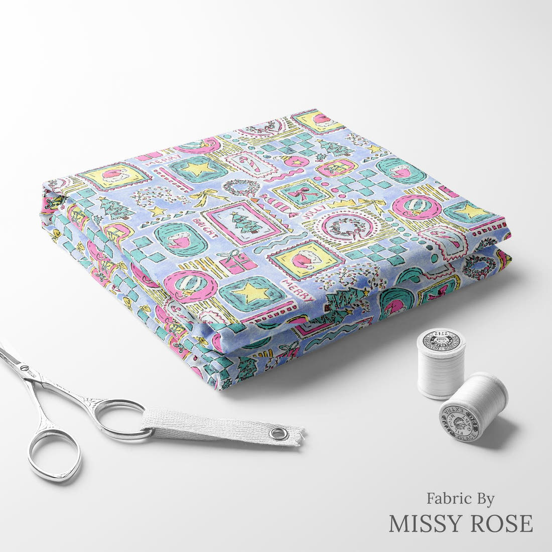 Laura Hamzic 06 folded fabric stack with matching thread - pre-order fabric Australia | Fabric by Missy Rose