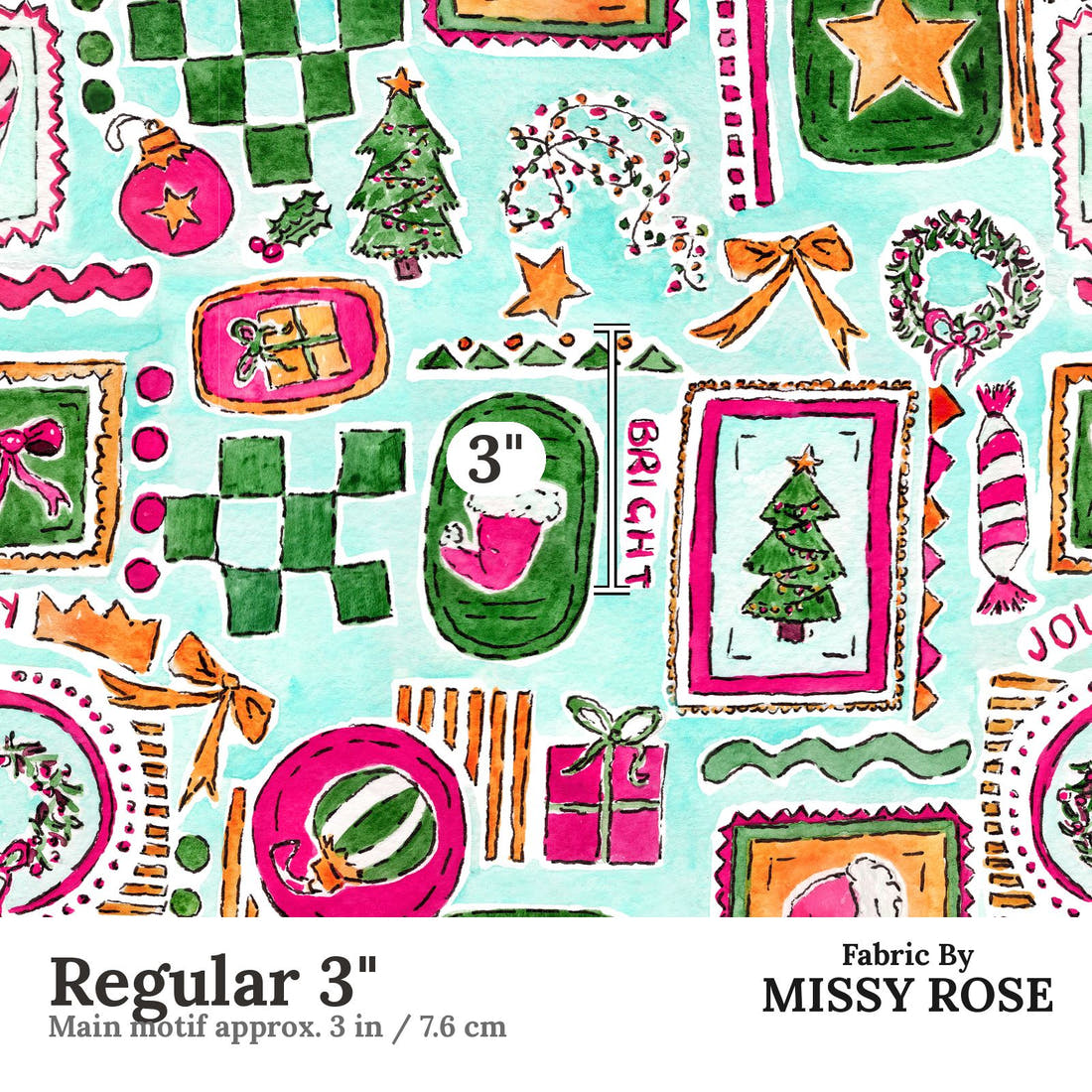 Laura Hamzic 07 Regular 3 inch print scale guide | Fabric by Missy Rose