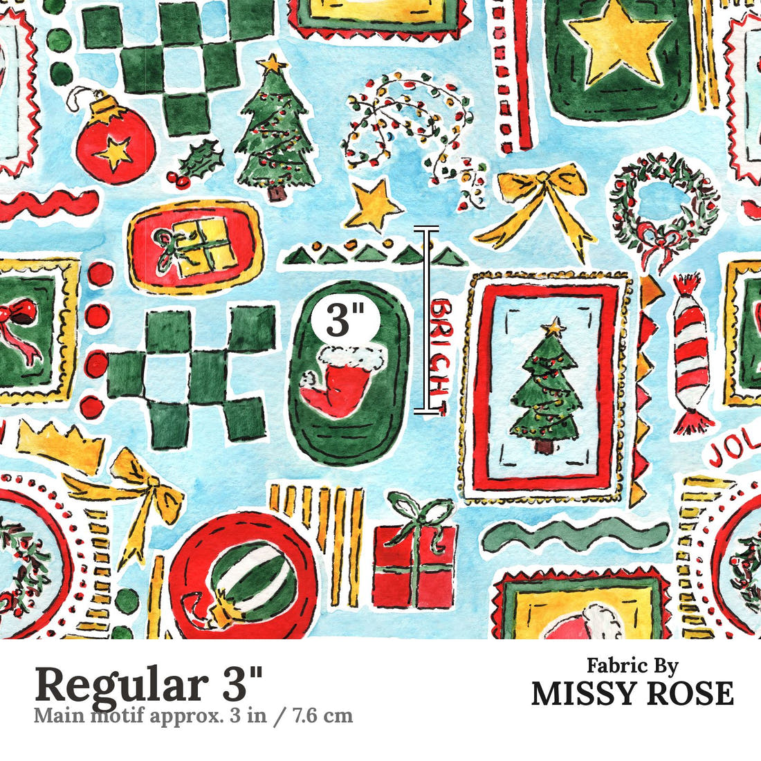 Laura Hamzic 08 Regular 3 inch print scale guide | Fabric by Missy Rose