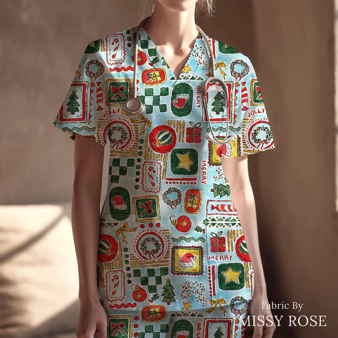 Laura Hamzic 08 sewn into a scrubs top - see how the print looks made up | Fabric by Missy Rose