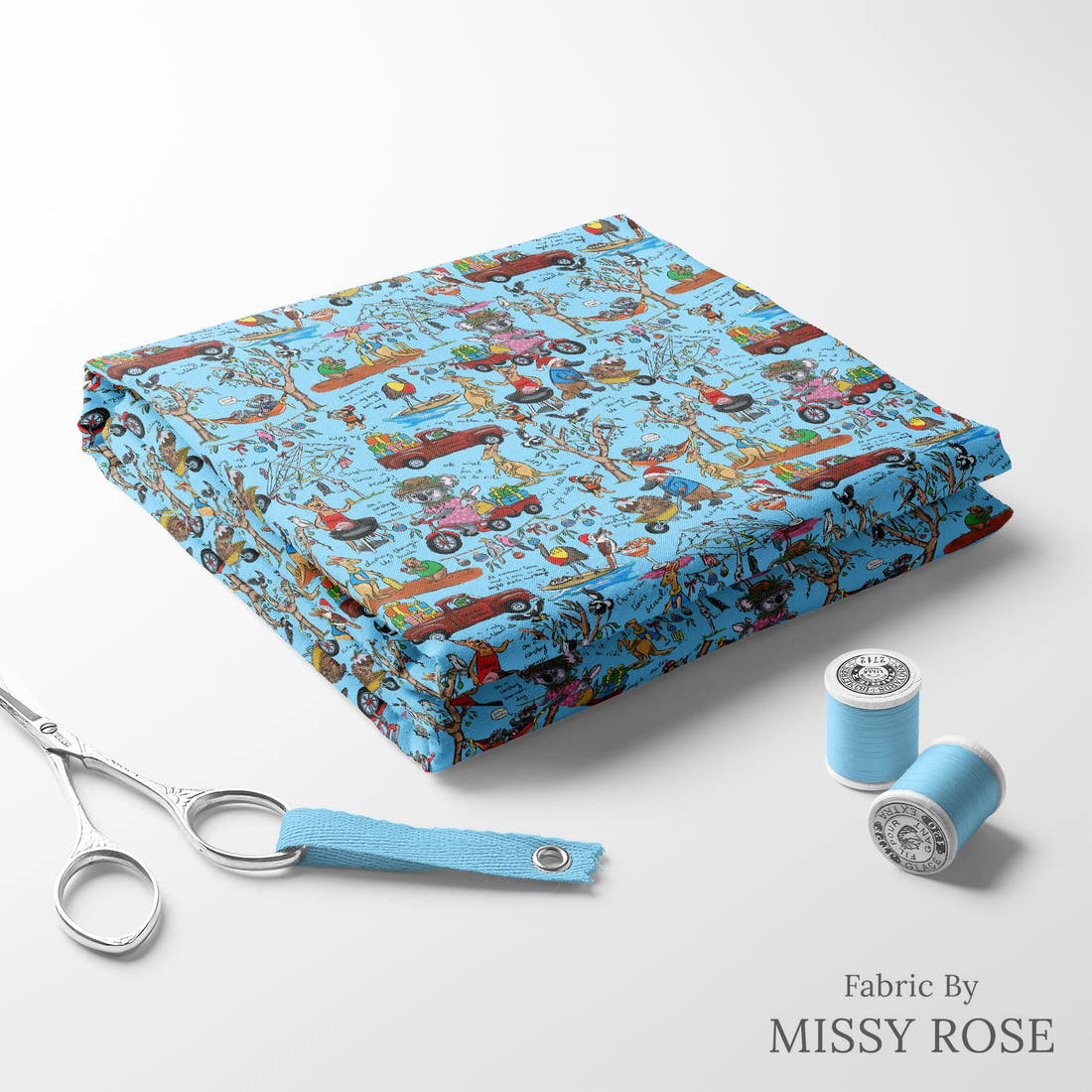 Laura Hamzic 09 folded fabric stack with matching thread - pre-order fabric Australia | Fabric by Missy Rose
