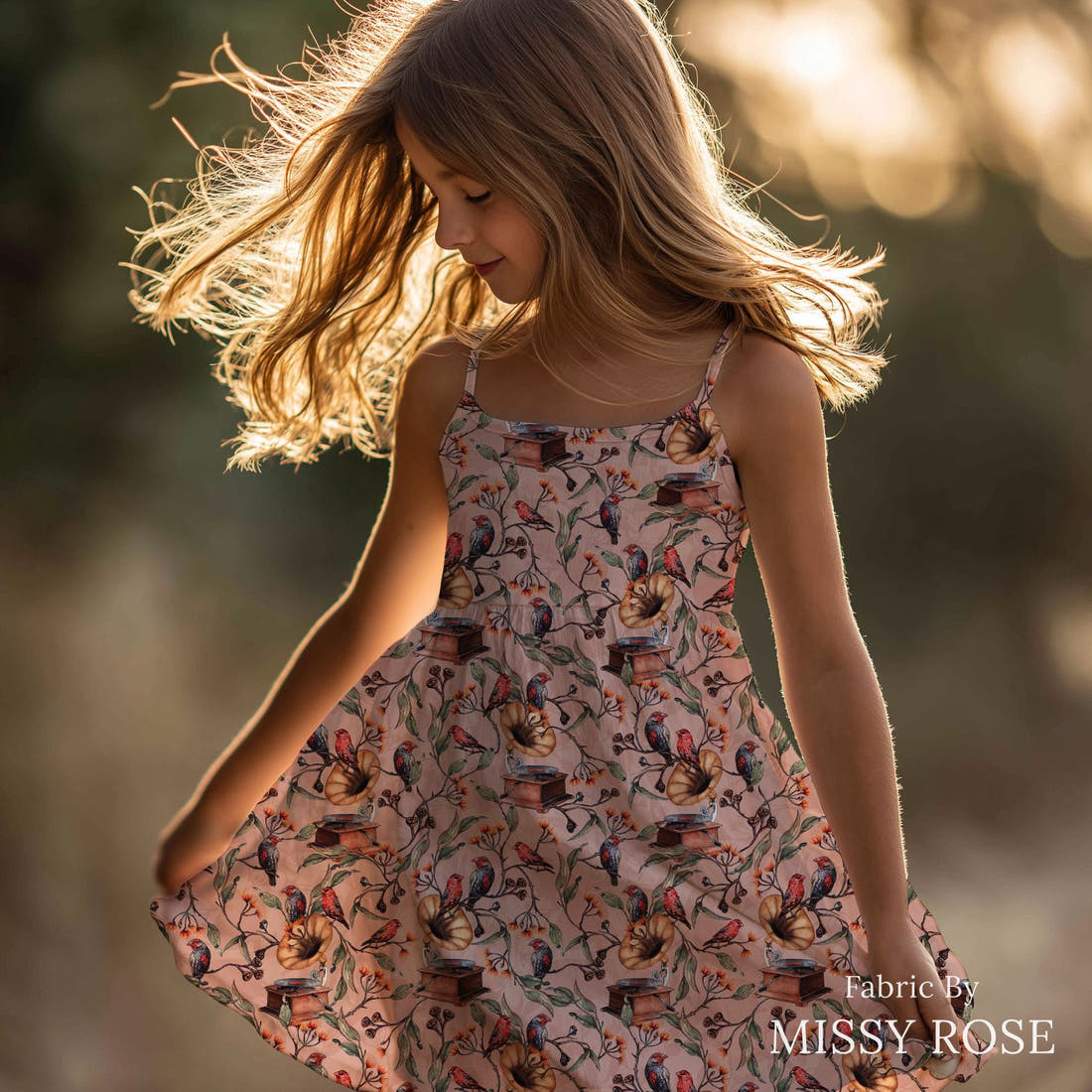Laura Hamzic 17 sewn into a girls' dress - see how the print looks made up | Fabric by Missy Rose
