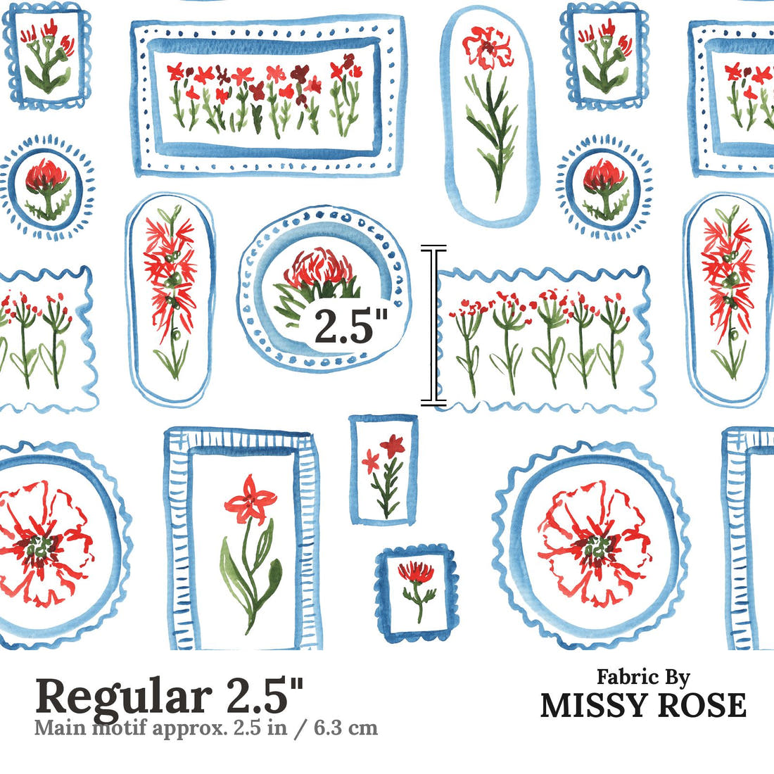 Laura Hamzic 21 Regular 2.5 inch print scale guide | Fabric by Missy Rose