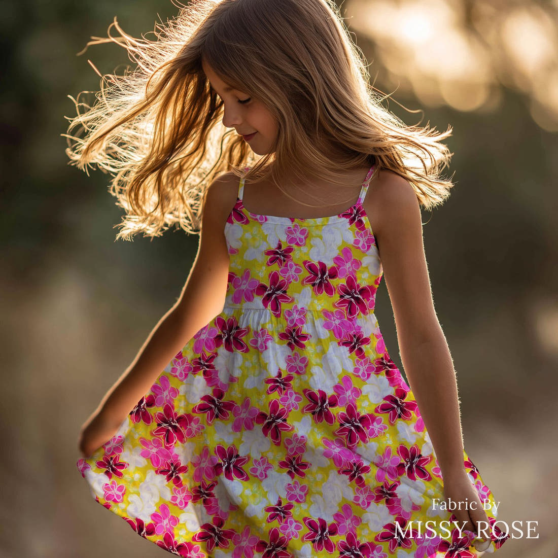 Laura Hamzic 23 sewn into a girls' dress - see how the print looks made up | Fabric by Missy Rose