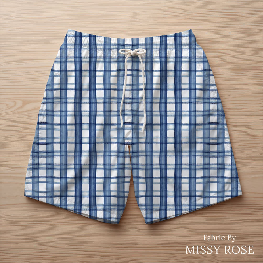 Laura Hamzic 29 sewn into swim shorts - see how the print looks made up | Fabric by Missy Rose