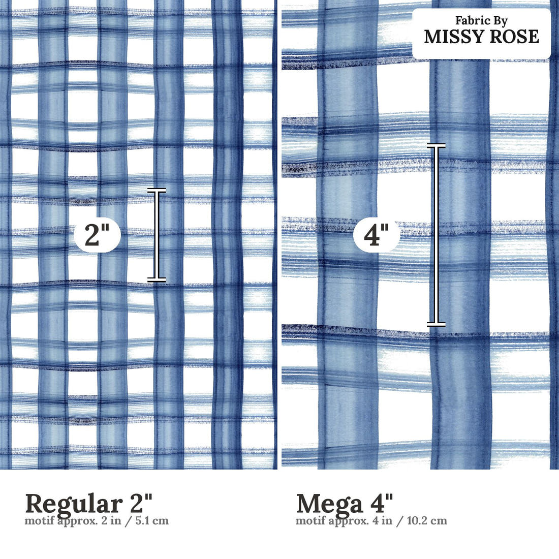 Laura Hamzic 29 Regular 2 inch vs Mega 4 inch print scale side by side | Fabric by Missy Rose