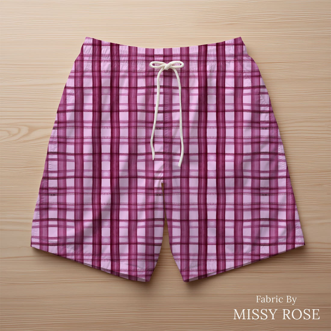 Laura Hamzic 30 sewn into swim shorts - see how the print looks made up | Fabric by Missy Rose